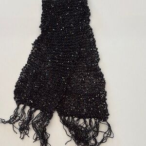 Elegant Black Beaded Scarf